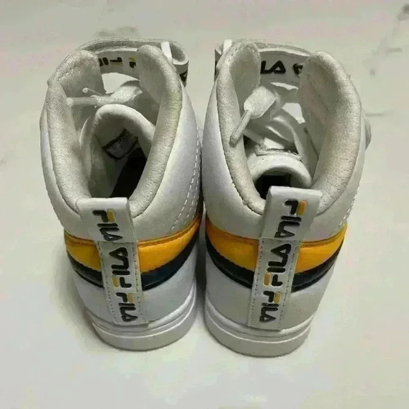 Fila Boys Vulc 13 Repeat Logo Faux Leather High-Top Sneakers White Size 8 - Picture 8 of 10